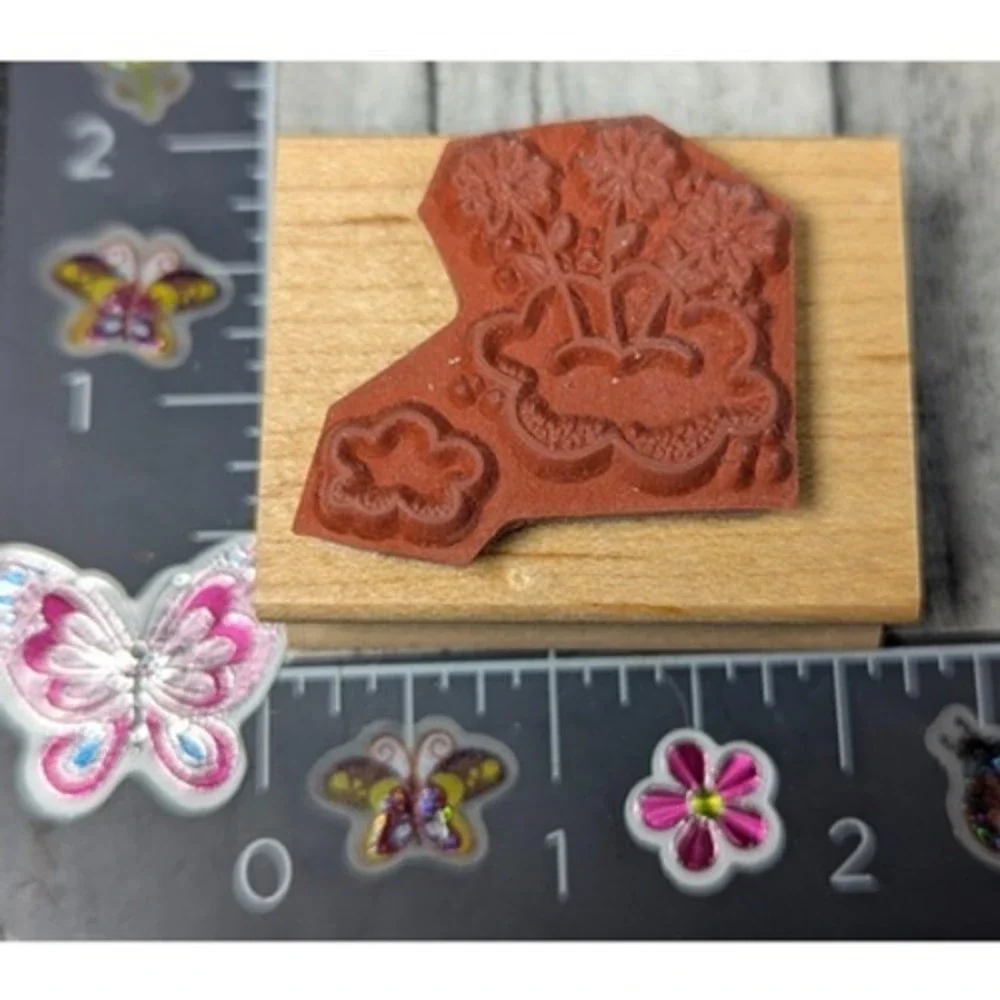 Great Impressions Flower Trio D285 Rubber Stamp Wood #K116